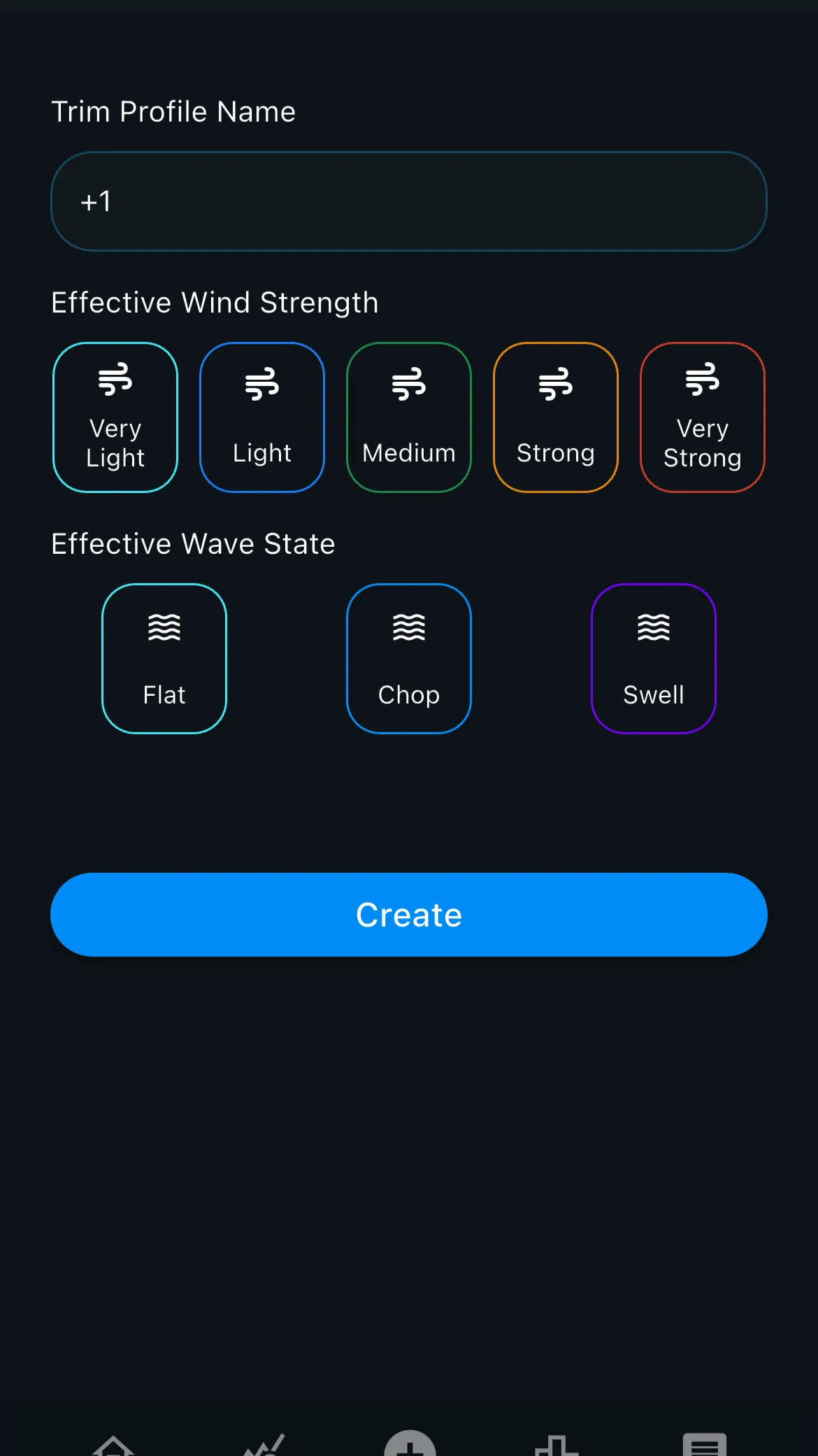 Create a new trim profile with wind and wave options